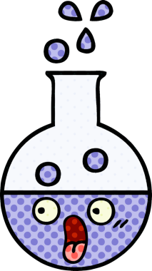 Bir test tüpünün orijinal çizgi roman tarzı karikatürü