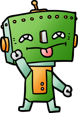 Bir insan tarafından çizilmiş orijinal çizgi film robotu