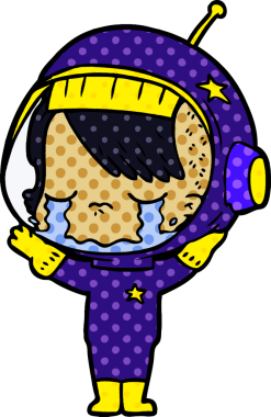 Orijinal karikatür ağlayan astronot kız