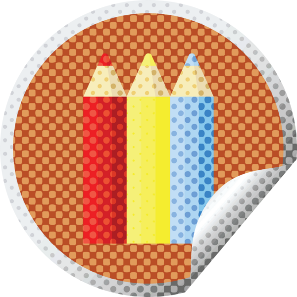 Orijinal renkli kalemler grafik resim çizimi dairesel etiketi