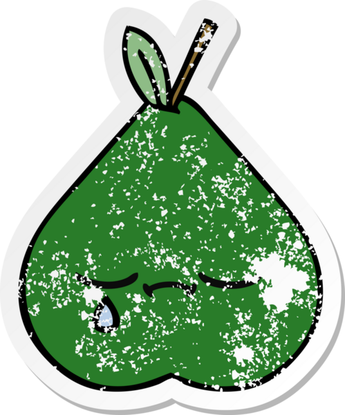 Sevimli bir armutun orijinal sıkıntılı çıkartması.