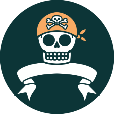 Korsan kafatası pankartıyla orijinal dövme simgesi