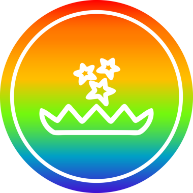 Gökkuşağı gradyanı olan orijinal sihirli çiçek dairesel simgesi