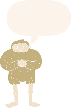 Orijinal karikatür kocaayak konuşma baloncuğu ile retro tarzı