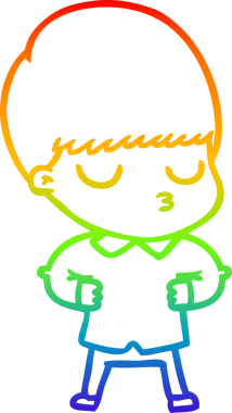 Orijinal gökkuşağı gradyan çizgi çizimi sakin bir çocuğun