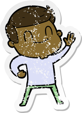 Karikatür dostu bir adamın orijinal sıkıntılı çıkartması.