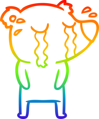 Orijinal gökkuşağı gradyan çizgi çizimi ağlayan bir ayının