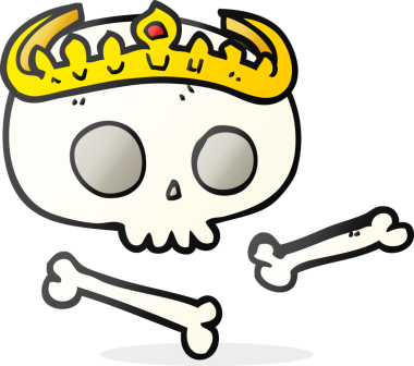 Orijinal serbest çizim, taç takan kafatası.