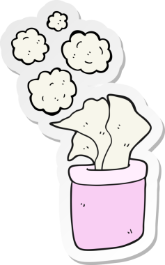 Çizgi film mendil kutusunun orijinal çıkartması.