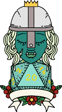 Orijinal Retro Dövme Tarzı Yarı Ork Dövüşçüsü Doğal 20 zar atışıyla