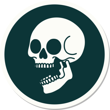 Orijinal dövme etiketi geleneksel bir kafatası tarzında.