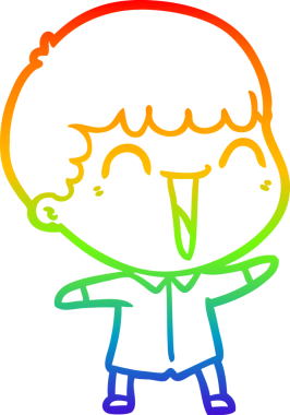 Orijinal gökkuşağı gradyan çizgi çizimi mutlu bir adamın