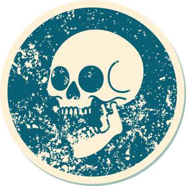 Bir kafatasının orijinal ikonik baskı stili dövme görüntüsü