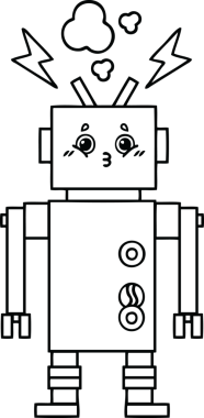 Bir robot arızasının orijinal çizgi çizimi