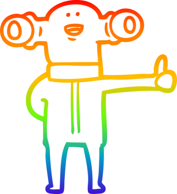 Orijinal gökkuşağı gradyan çizimi dost bir uzaylı çizgi filminin