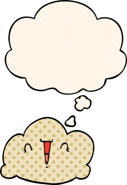 Çizgi roman tarzında düşünce baloncuğu olan orijinal çizgi film bulutu