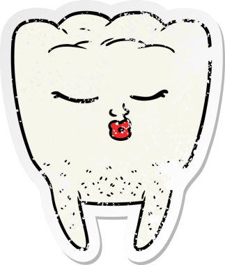 Çizgi film dişinin orijinal, sıkıntılı çıkartması.