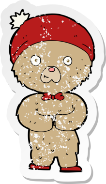 Orijinal gerilim dolu çizgi film etiketi oyuncak ayının.