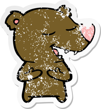 Bir çizgi film ayısının orijinal sıkıntılı çıkartması.