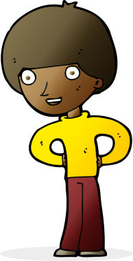 orijinal çizgi film mutlu çocuk elleri kalçasında