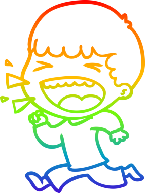 Orijinal gökkuşağı gradyan çizgi çizimi gülen bir adamın