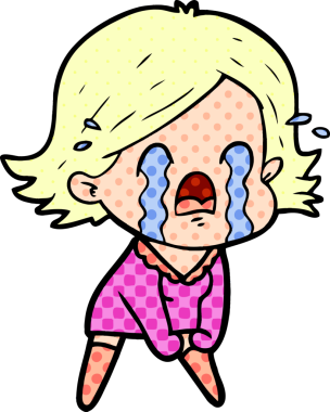 Asıl çizgi film kadını ağlıyor.