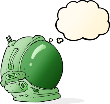 Düşünce baloncuklu orijinal astronot miğferi