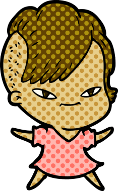 Hipster tıraşlı, orijinal çizgi film kızı.