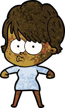 Bir insan tarafından çizilmiş orijinal karikatür kadın.