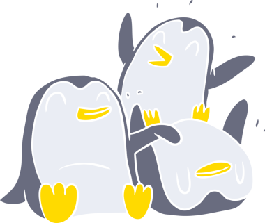 Orijinal düz renk çizgi film penguenleri