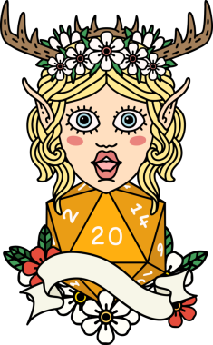 Orijinal Retro Dövme Biçimli 20 zarlı elf Druid