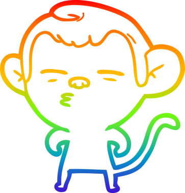 Orijinal gökkuşağı gradyanı şüpheli bir maymunun çizimi