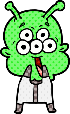 Orijinal mutlu çizgi film uzaylı şaşırarak nefes nefese