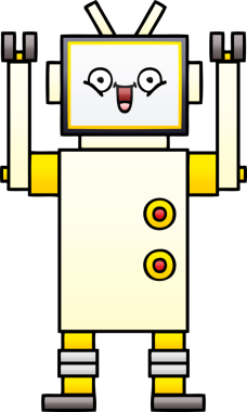 Mutlu bir robotun orjinal gölgeli karikatürü