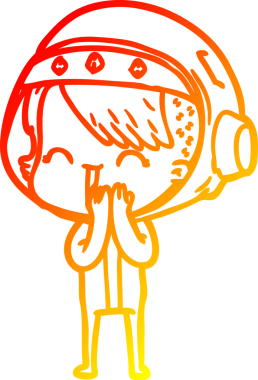 Kıkırdayan bir uzay kızının orjinal sıcak çizgi çizimi