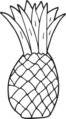 Bir insan tarafından çizilmiş orijinal ananas.