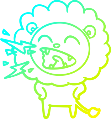 Kükreyen bir aslanın orijinal soğuk çizgi çizimi