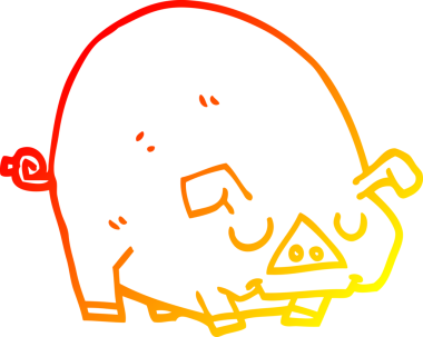 Çizgi film karakteri şişko domuzun orjinal çizimi.