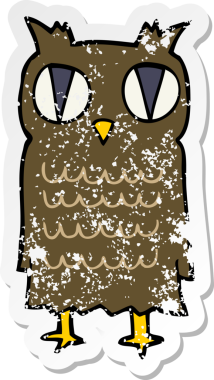 Çizgi film baykuşunun orijinal sıkıntılı çıkartması