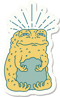 Dövme stili kurbağa karakterinin orijinal çıkartması