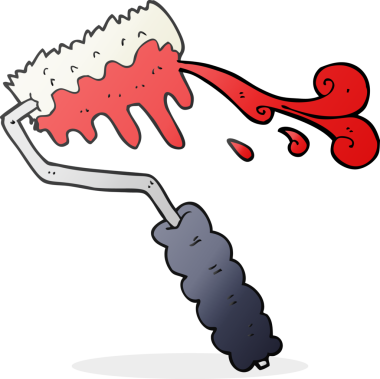 Orijinal el yazısıyla çizilmiş karikatür boya silindiri