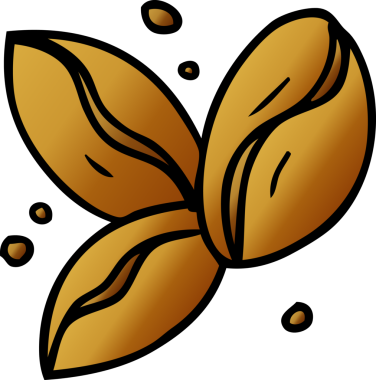 Orijinal el çizimi çizgi film karalaması üç kahve çekirdeği.