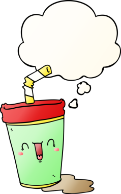 Yumuşak eğimli düşünce baloncuklu orijinal çizgi film gazozu.