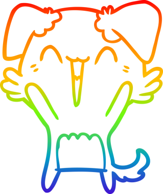 Mutlu küçük bir köpek çizgi filminin orjinal gökkuşağı gradyan çizimi