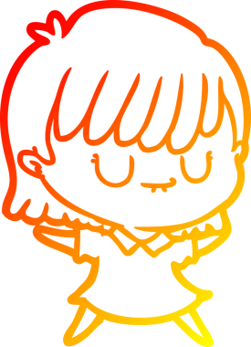 Bir çizgi film kadınının orjinal sıcak çizgi çizimi