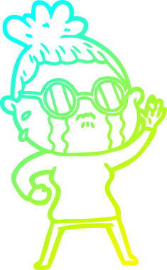 Gözlüklü, ağlayan bir karikatür çizimi.