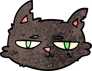 Orijinal grunge desenli çizgi film sert kedi yüzü