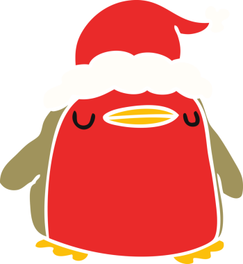 Orijinal el çizimi Kawaii Robin 'in Noel karikatürü