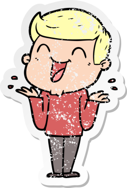 Çizgi filmdeki gülen adamın orijinal kederli çıkartması.