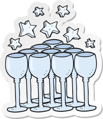 Çizgi film şarap kadehinin orijinal çıkartması.